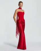 EVIE | Lace-Up Corset Strapless Maxi Dress