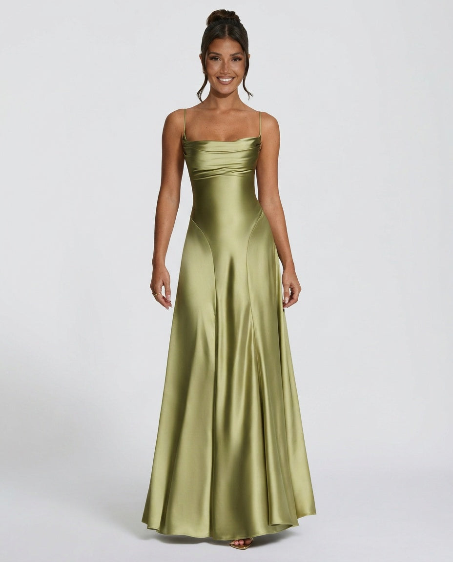 EVIE | Ruched Spaghetti Strap Bodycon Maxi Dress