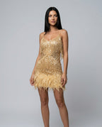 EVIE | Sequin Feather Tassel Mini Dress