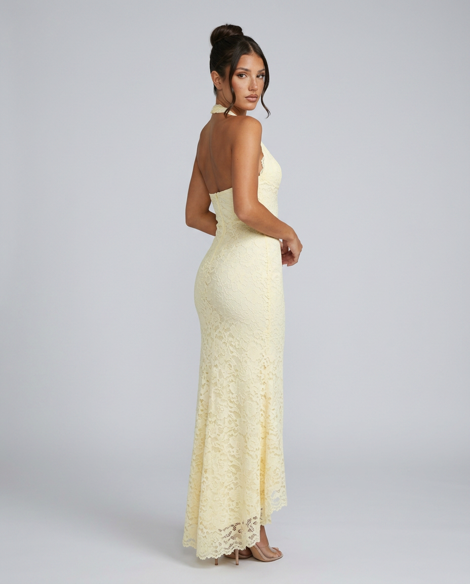 EVIE | Lace Halter Backless Maxi Dress