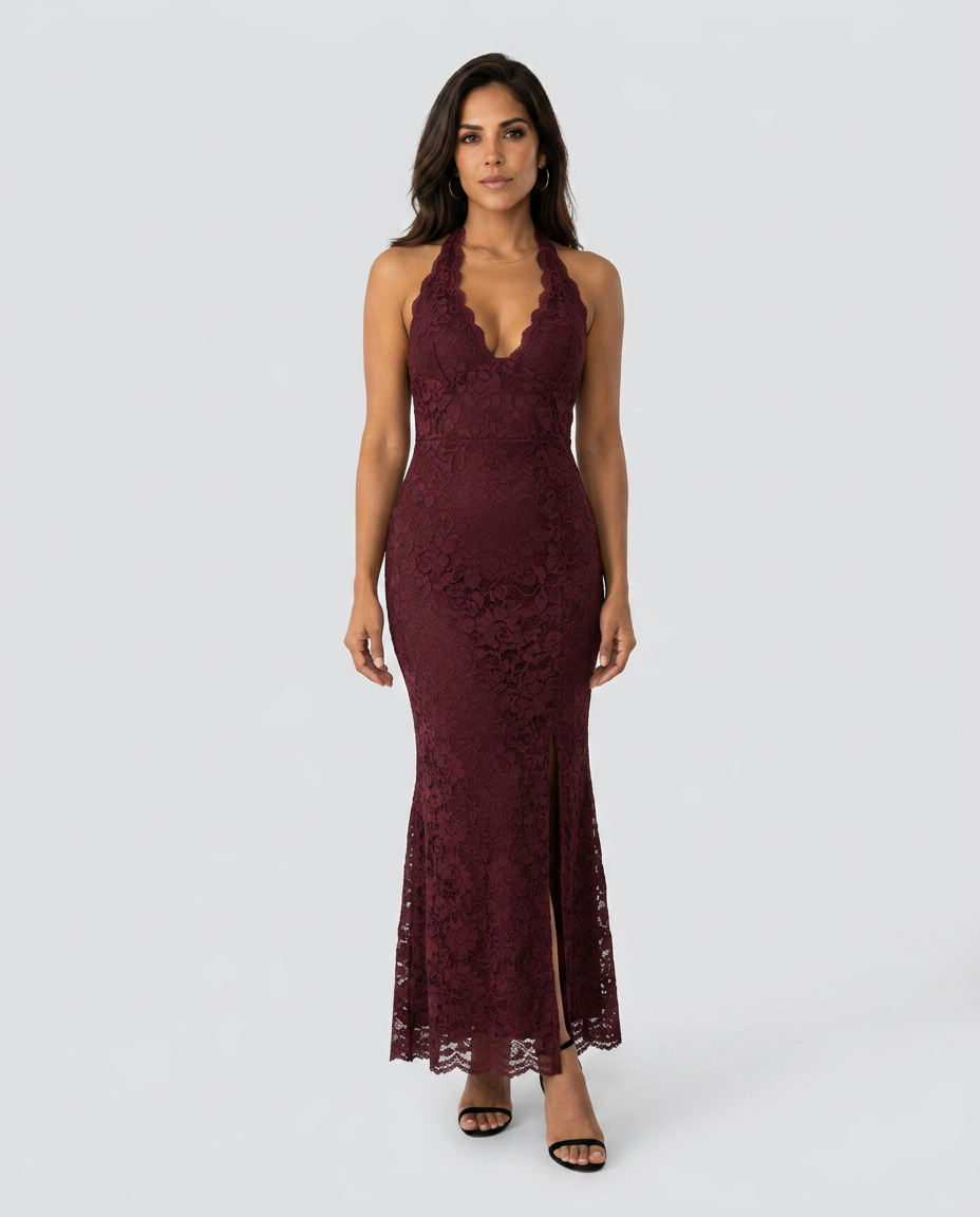EVIE | Lace Halter Backless Maxi Dress