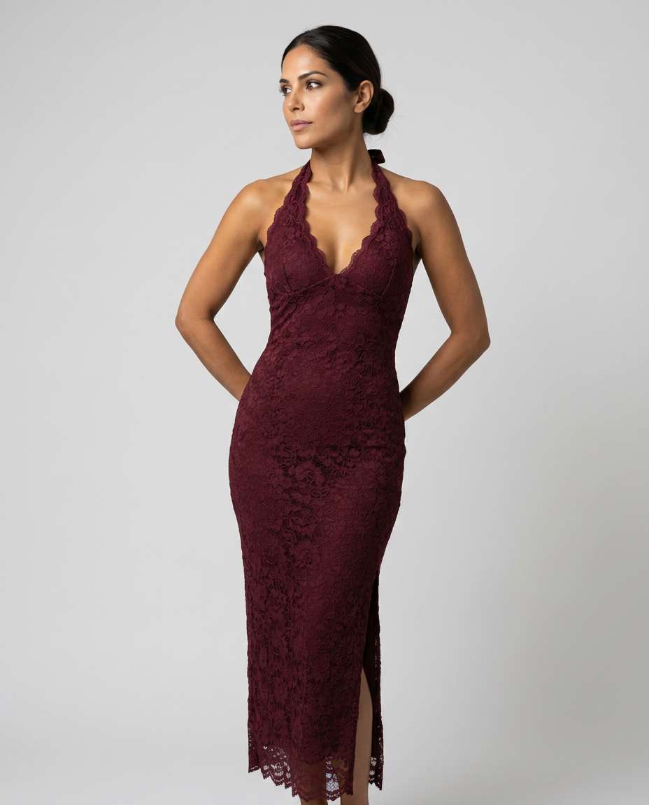 EVIE | Lace Halter Backless Maxi Dress