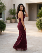 EVIE | Lace Halter Backless Maxi Dress