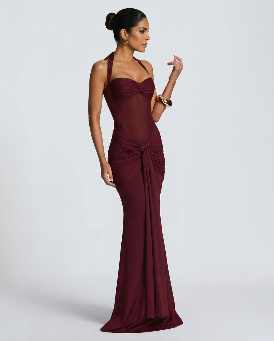 EVIE | Halter Neck Backless Maxi Dress