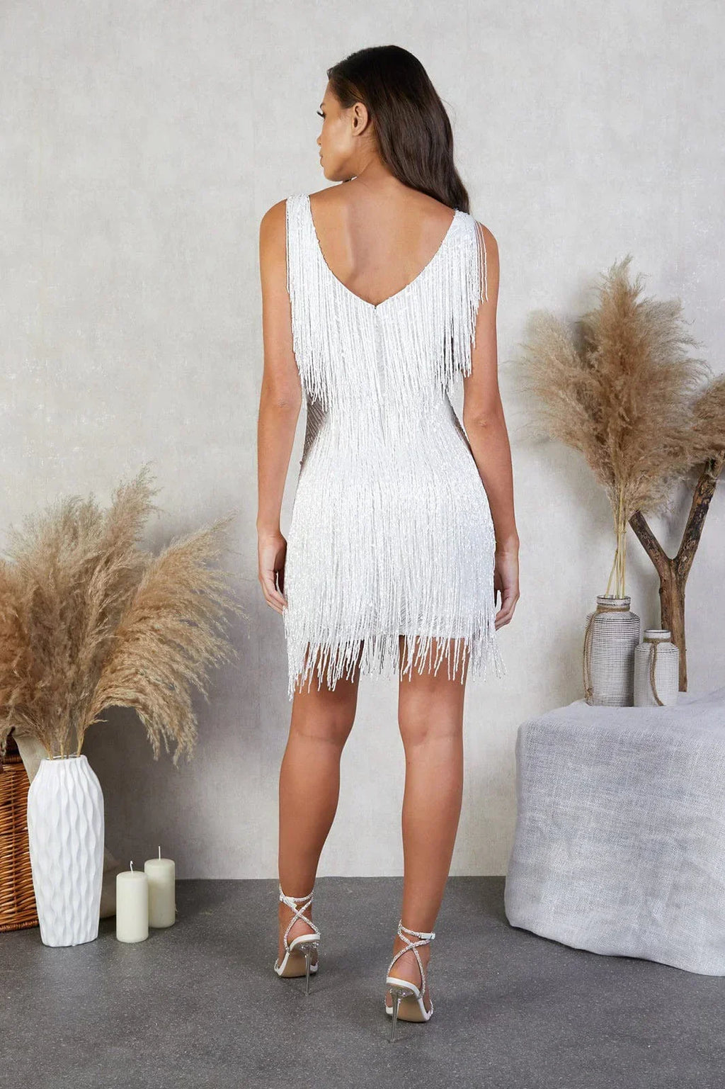 EVIE | Sequin Tiered Fringe Sleeveless Mini Dress