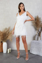 EVIE | Sequin Tiered Fringe Sleeveless Mini Dress