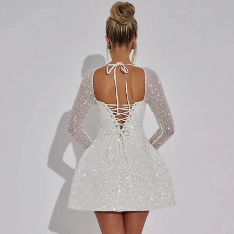 EVIE | Long Sleeve Sequin Bodycon Mini Dress