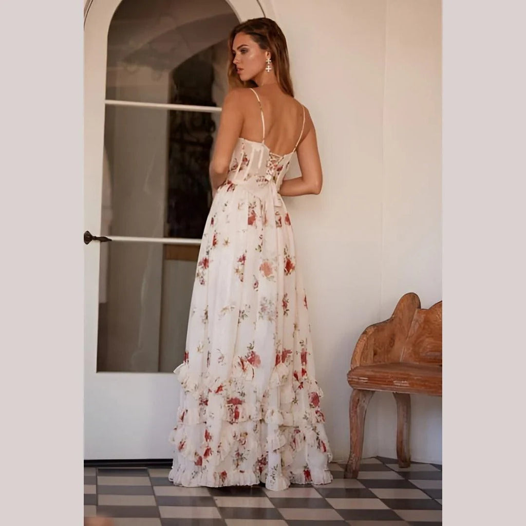 EVIE | Floral Sleeveless Side Slit Maxi Dress