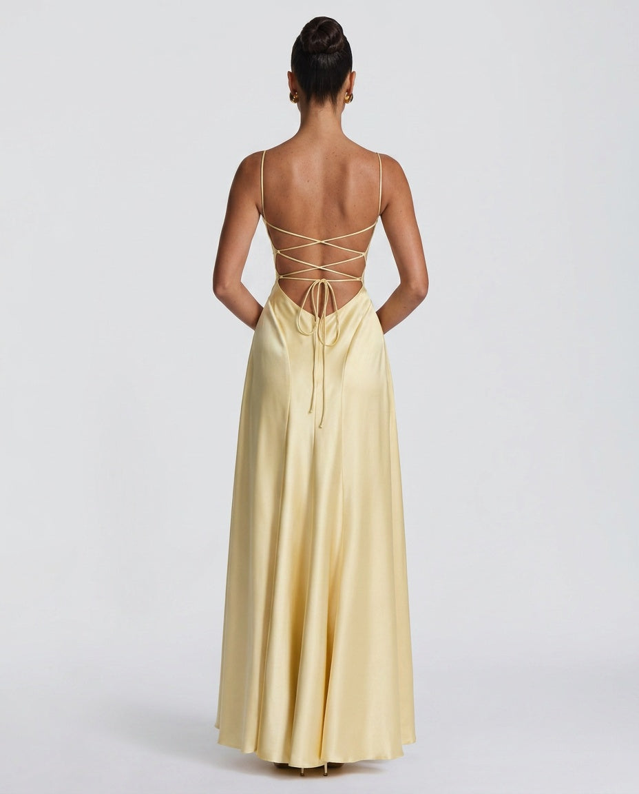 EVIE | Ruched Spaghetti Strap Bodycon Maxi Dress