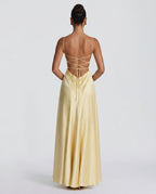 EVIE | Ruched Spaghetti Strap Bodycon Maxi Dress