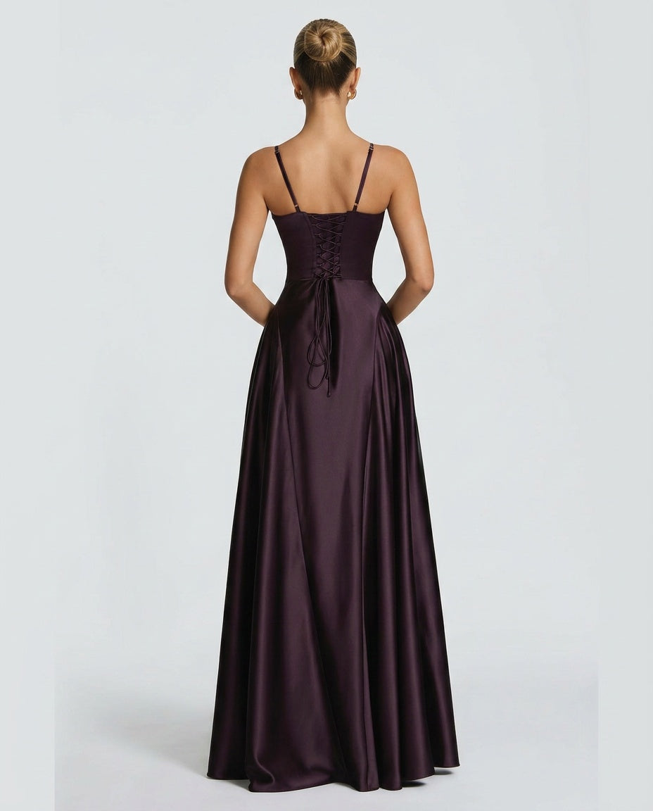 EVIE | Ruched Spaghetti Strap Maxi Dress