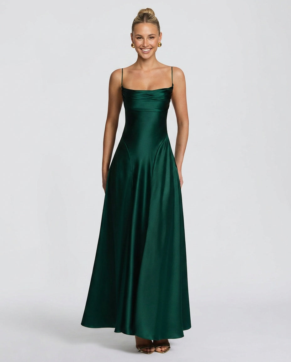EVIE | Ruched Spaghetti Strap Bodycon Maxi Dress