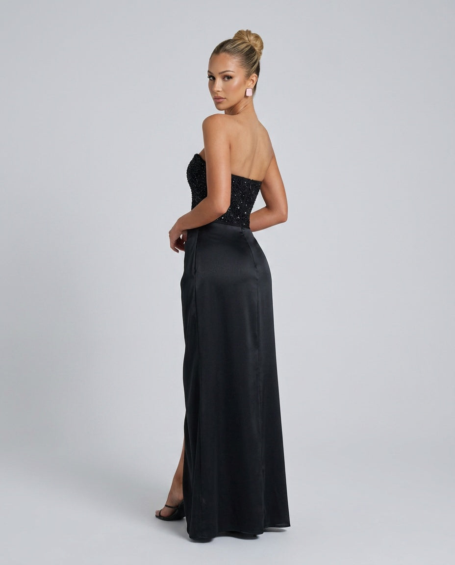 EVIE | Beaded Corset Sleeveless Evening Maxi Dress