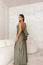 EVIE | One Shoulder Satin Maxi Dress